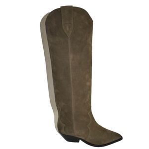 EUC Isabel Marant Olive Green Denvee 40MM Suede Tall Western Boots